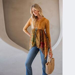 Young Threads Rustic Bohemian: Embroidered Top Size XL